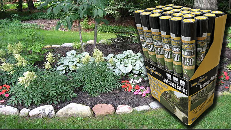 Beautiful landscape with weed barrier retail display